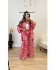 Ensemble 100% coton carreaux rouge