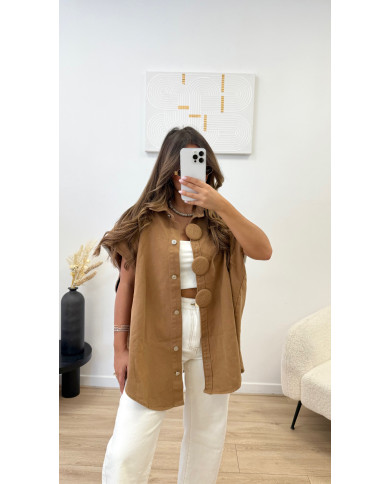 Veste sans manches gros boutons Camel
