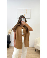 Veste sans manches gros boutons Camel