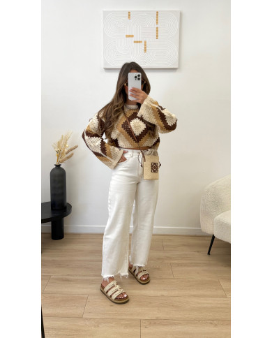 Haut crochet lossange multi Choco