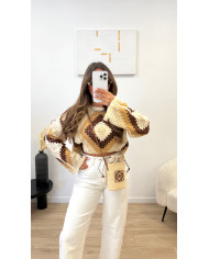 Haut crochet lossange multi Choco