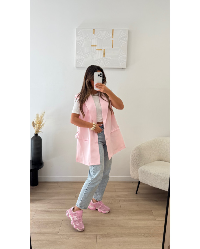 Blazer sans manches rose