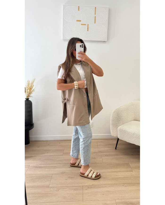 Blazer sans manches taupe