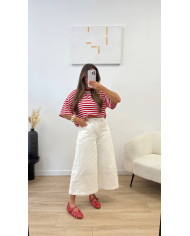 Bermuda long jean blanc