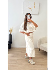 Bermuda long jean blanc