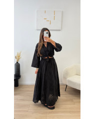 Ensemble jupe longue broderie anis