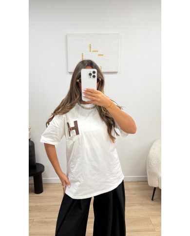 T-shirt H Camel  blanc