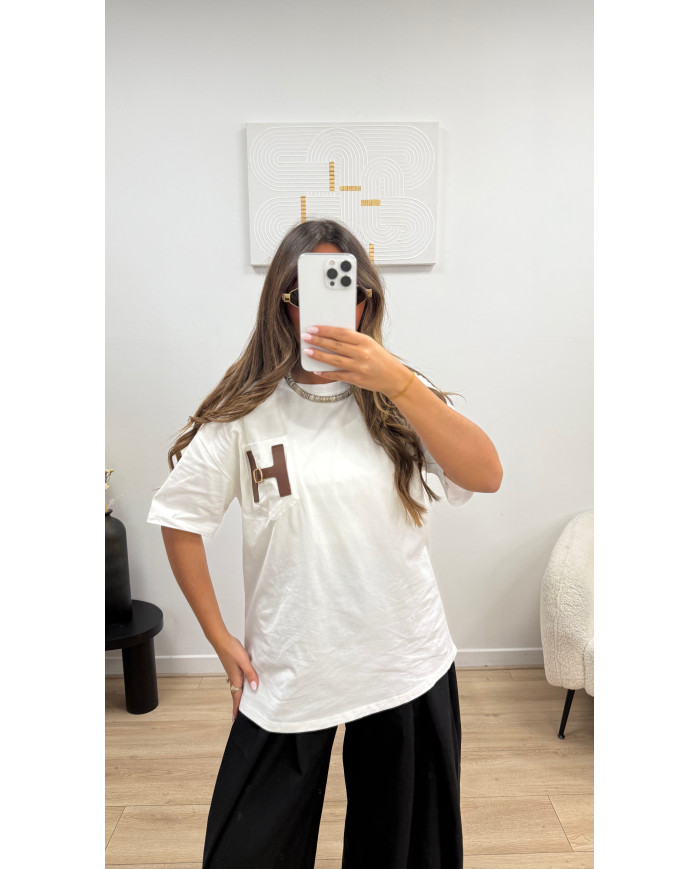 T-shirt H Camel  blanc