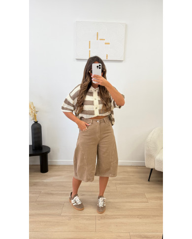 Bermuda long jean Camel