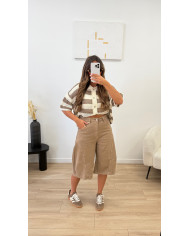 Bermuda long jean Camel