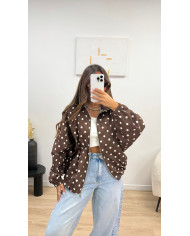 Veste imperméable noir à pois