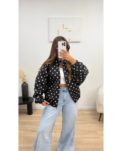 Veste imperméable noir à pois