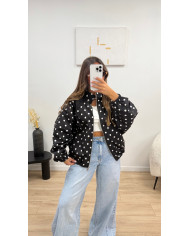 Veste imperméable noir à pois