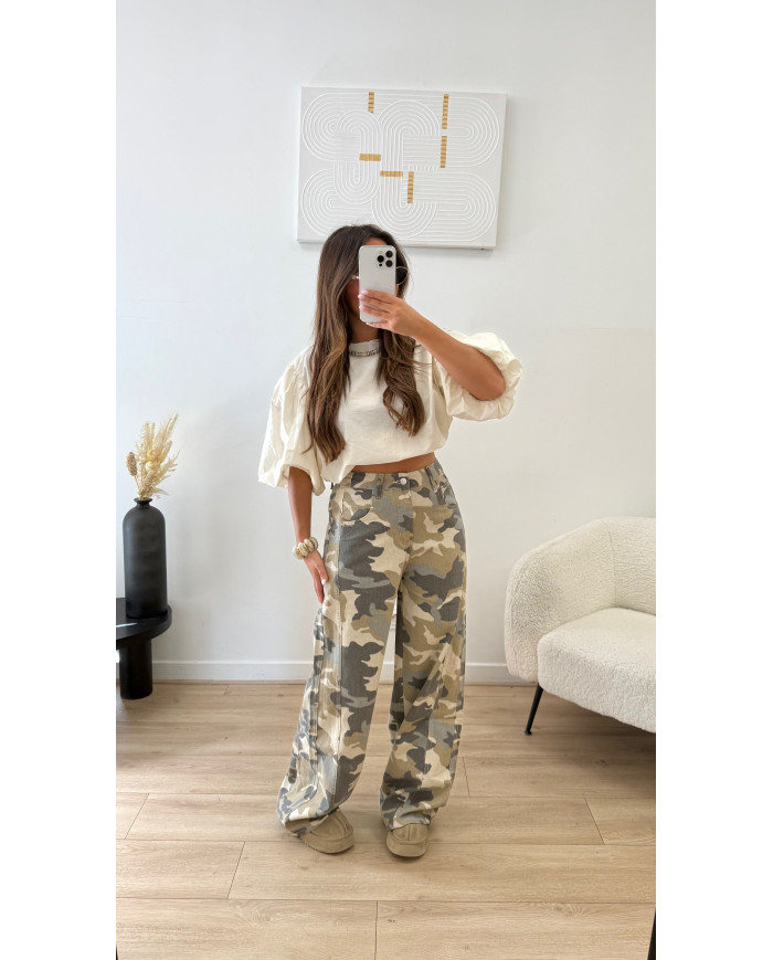 Jean perfect camouflage kaki