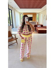 Pantalon crochet multi Jaune