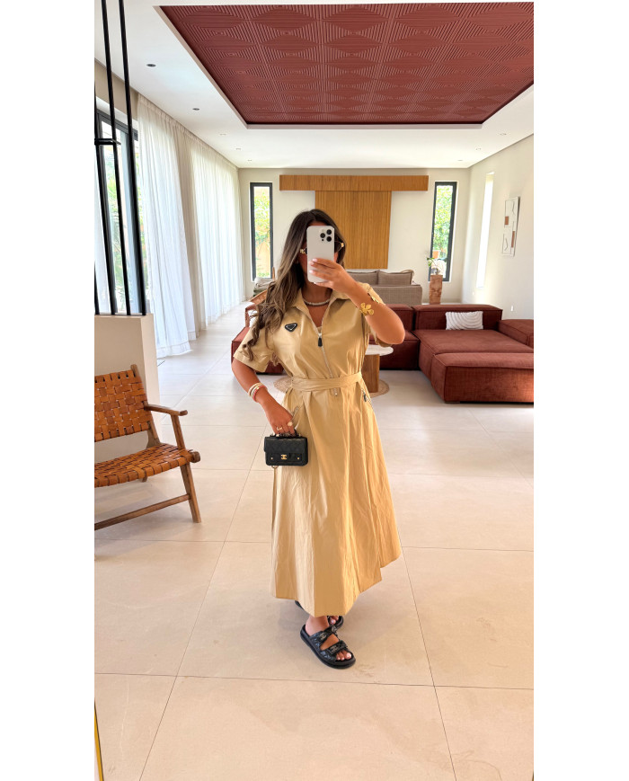 Robe longue taupe Prady