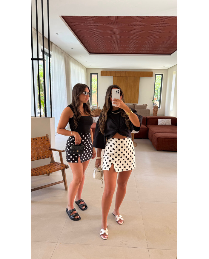 Jupe short à pois noir