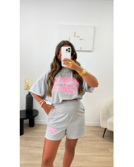Jupe short à pois choco & bleu