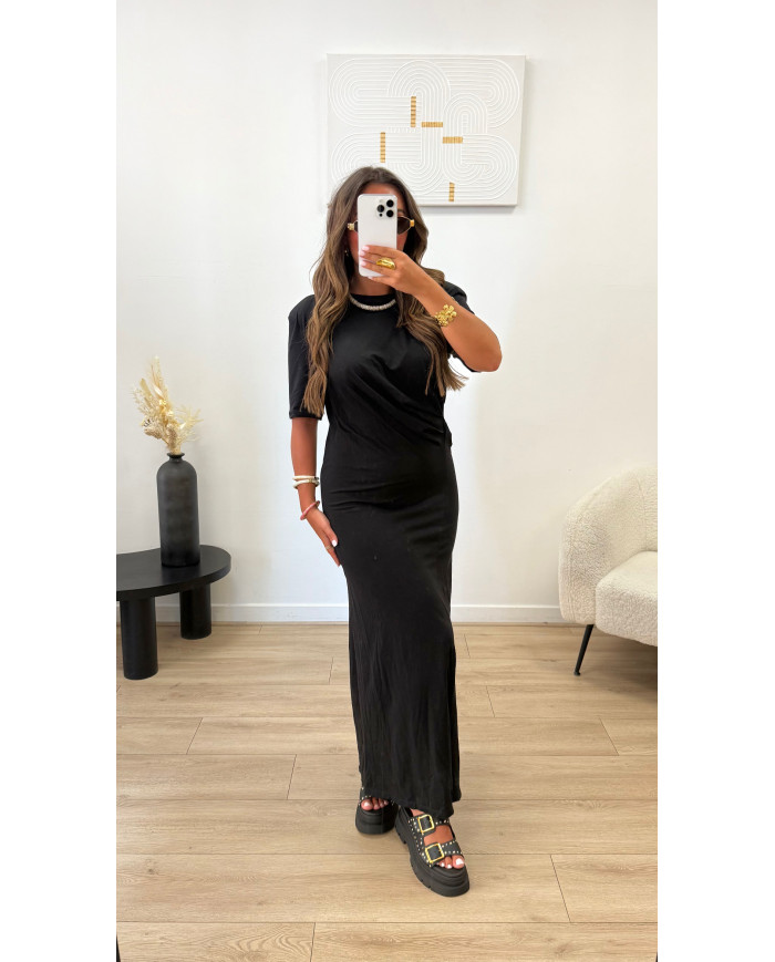Robe épaulette noir Nouée