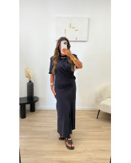 Robe épaulette taupe Nouée