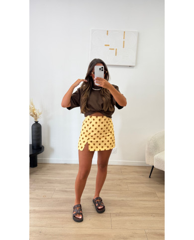 Jupe short à pois Jaune & Choco