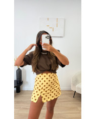 Jupe short à pois Jaune & Choco