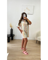 Combinaison Jean short Pastel