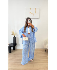 Ensemble à carreaux oversize viscose Beige