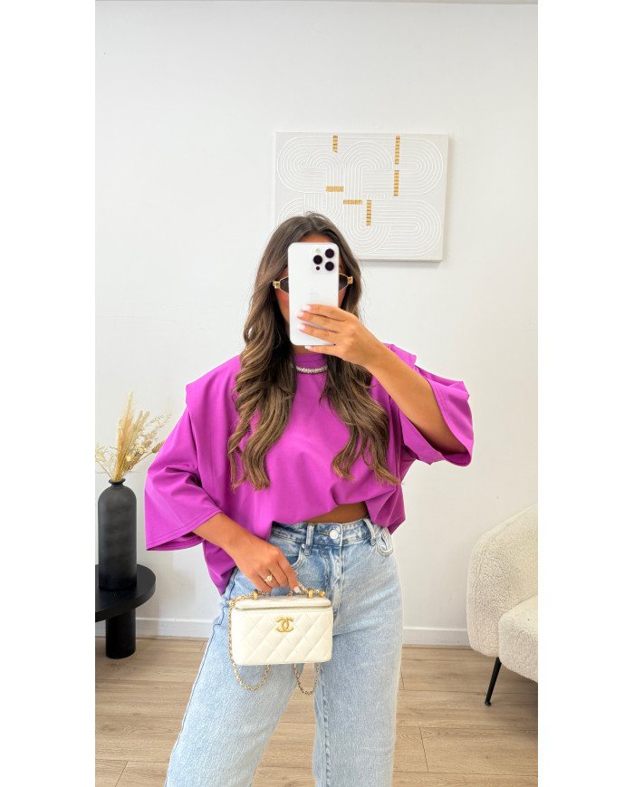 T-shirt épaulette Viscose Violet