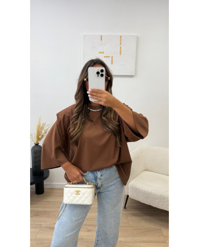T-shirt épaulette Viscose Choco