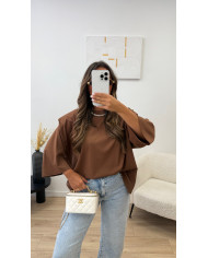 T-shirt épaulette Viscose Choco