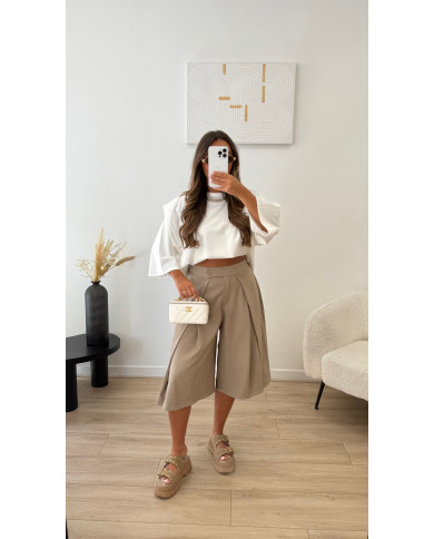 T-shirt épaulette Viscose Blanc