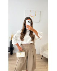 T-shirt épaulette Viscose Blanc