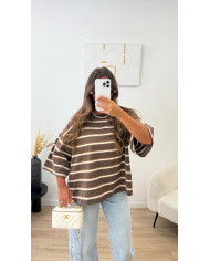 T-shirt Noeud Rayé Jaune