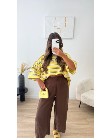 T-shirt Noeud Rayé Jaune