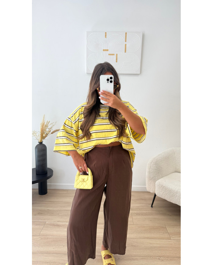 T-shirt Noeud Rayé Jaune