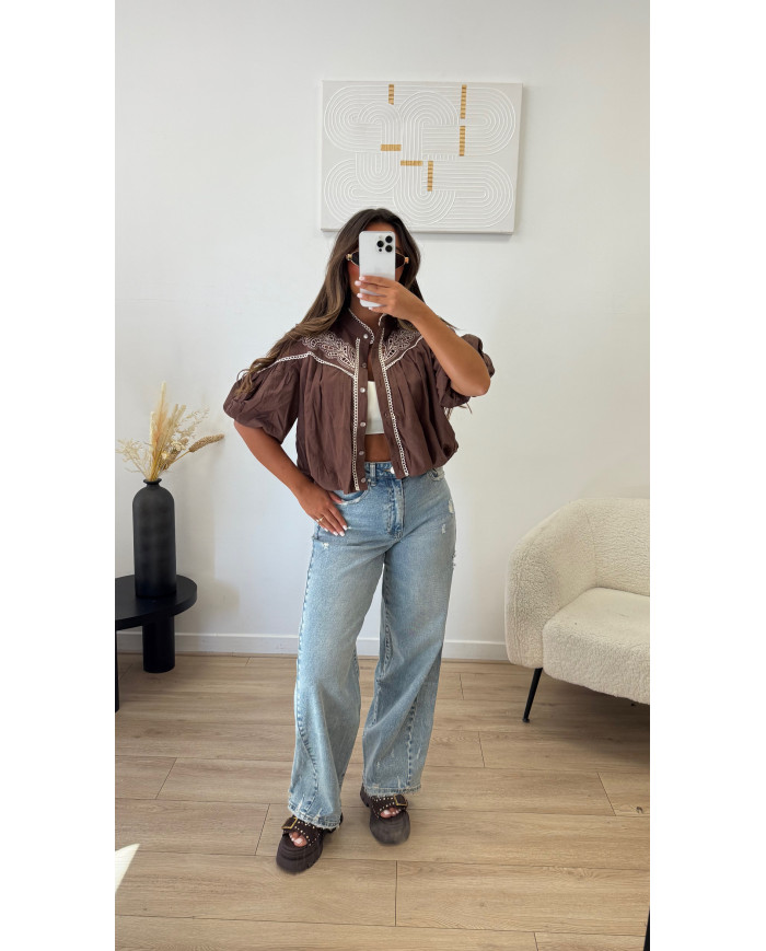 Chemise Zim bicolore Choco et beige