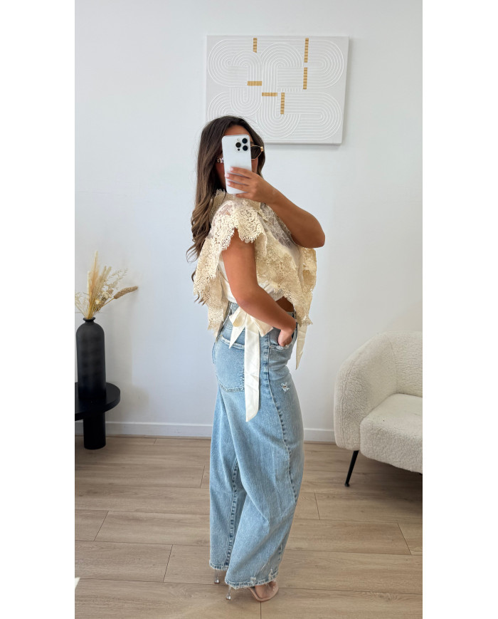 Haut Monaco a dentelle Beige