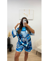 Ensemble short cape Mykonos bleu