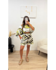Ensemble short cape Mykonos bleu