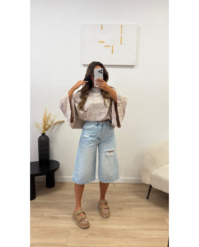 T-shirt cape bandana beige