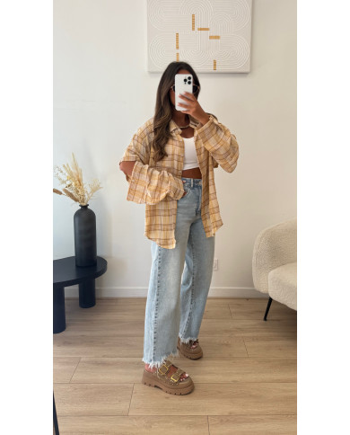 Chemise à carreaux amovible jaune