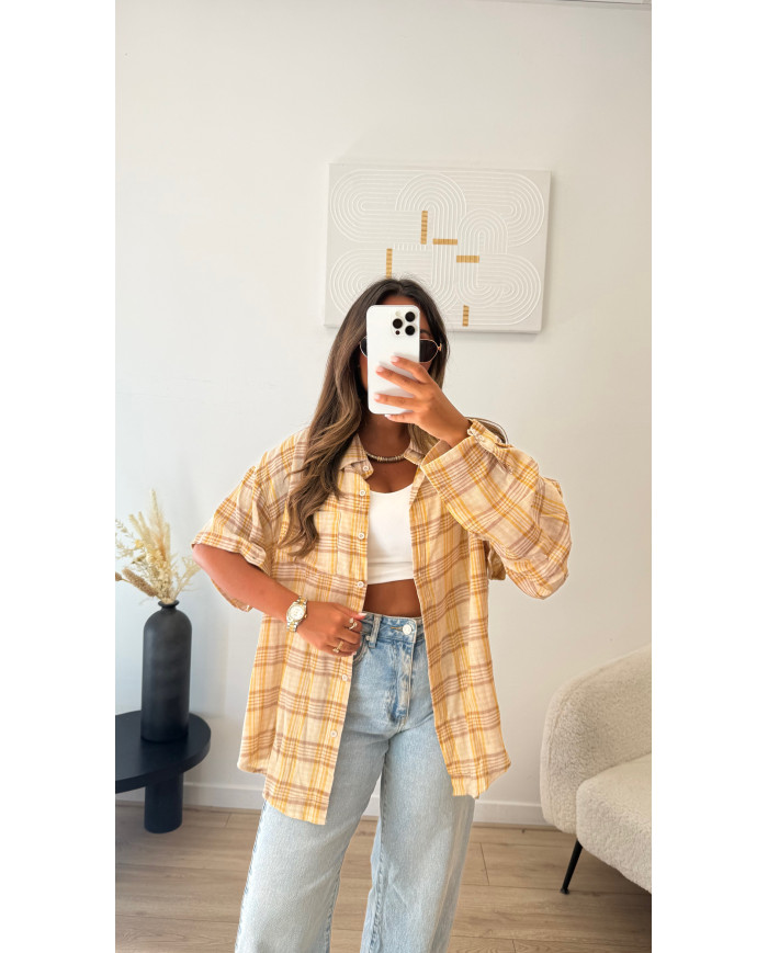 Chemise à carreaux amovible jaune