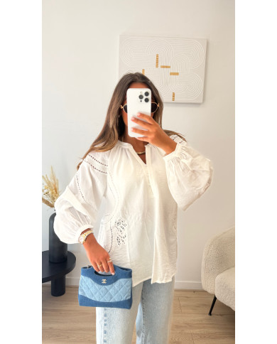 Chemisier broderie blanche