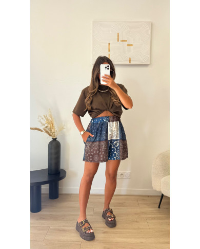 Short bandana choco & bleu marine