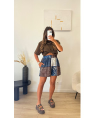 Short bandana choco & bleu marine