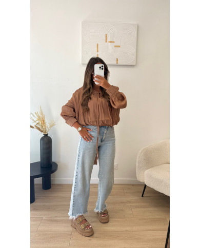 Chemisier tulle noeud Taupe