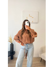 Chemisier tulle noeud Taupe