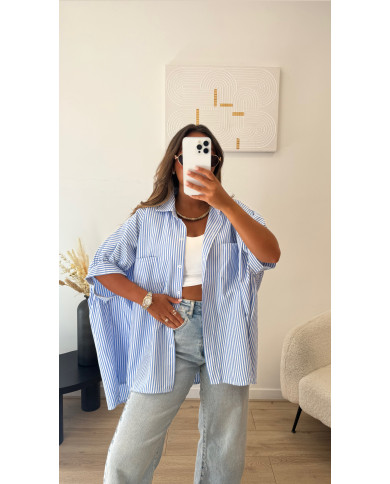 Chemise oversize rayé bleu