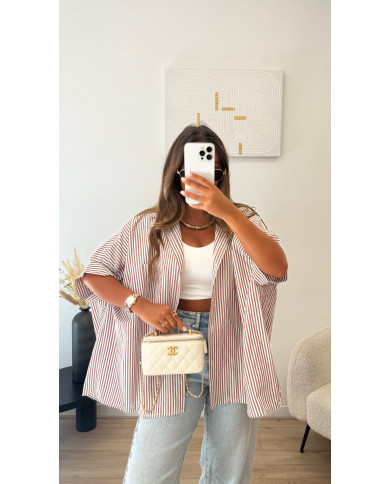 Chemise oversize rayé Taupe